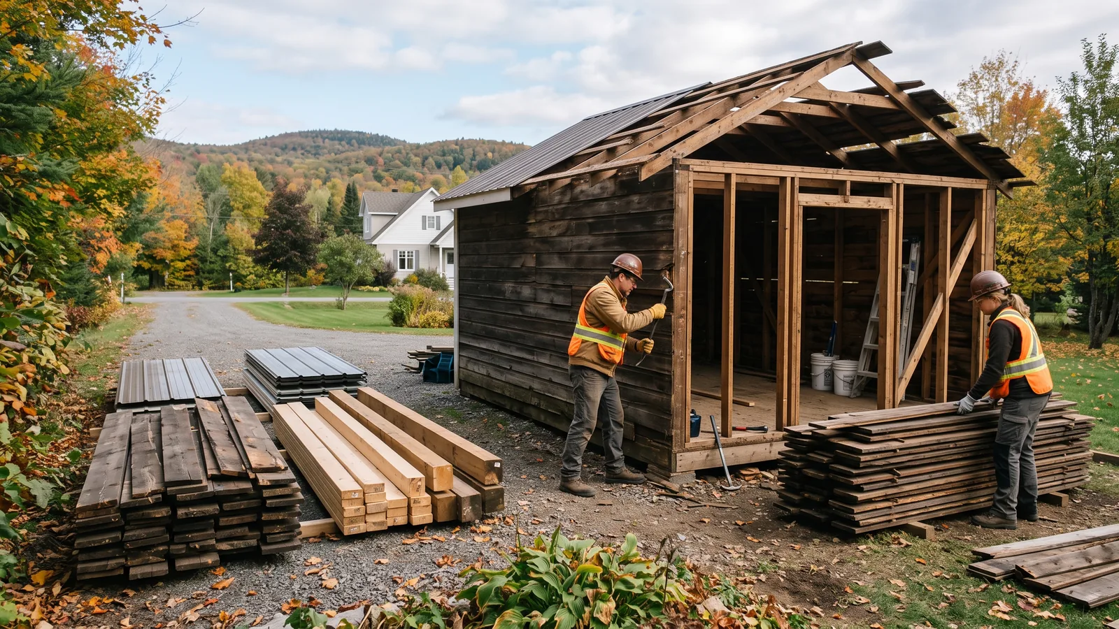 Chantier de démolition résidentielle à Bromont