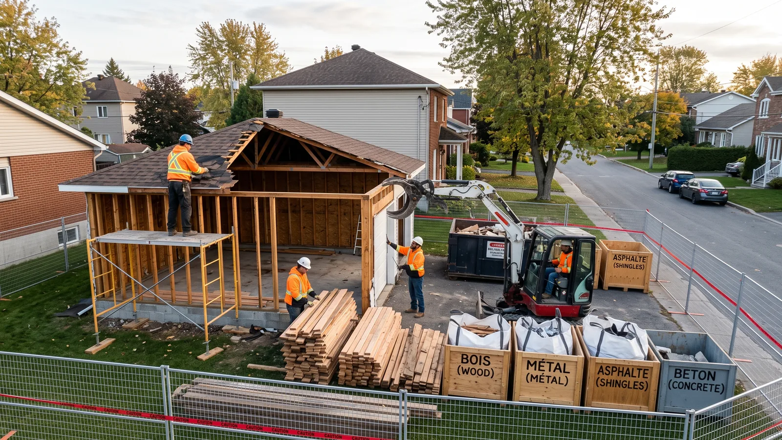 Chantier de démolition résidentielle à Contrecoeur