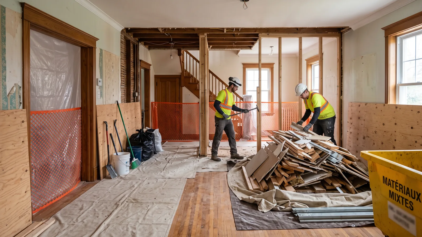 Chantier de démolition résidentielle à L'Ancienne-Lorette