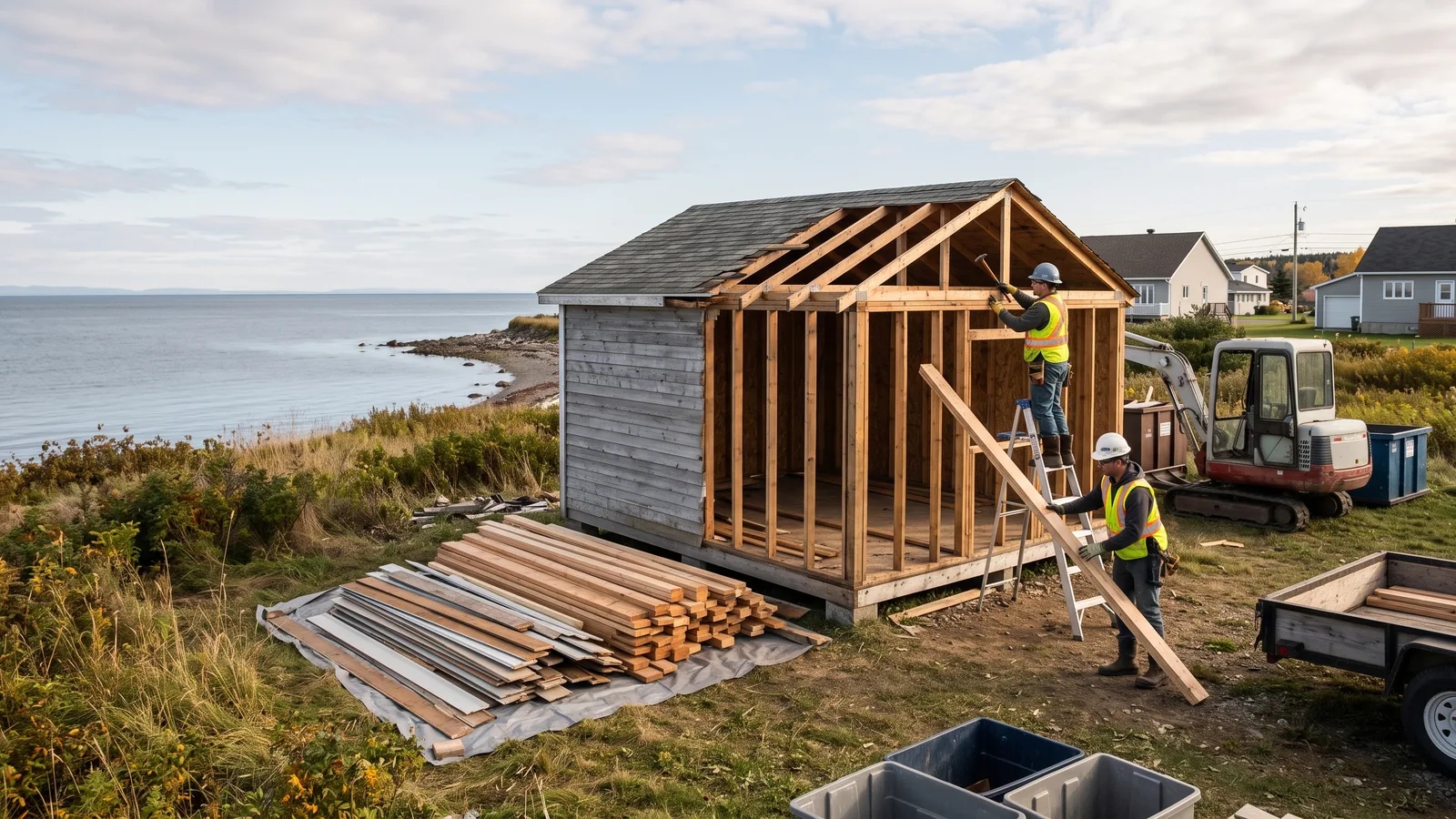 Chantier de démolition résidentielle à Paspébiac